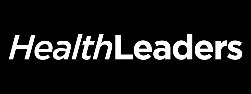 HealthLeaders white logo with black background