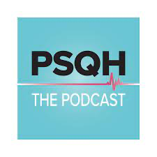 PSQH The Podcast logo with a white background
