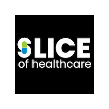 Slice of Healthcare podcast logo with a white background