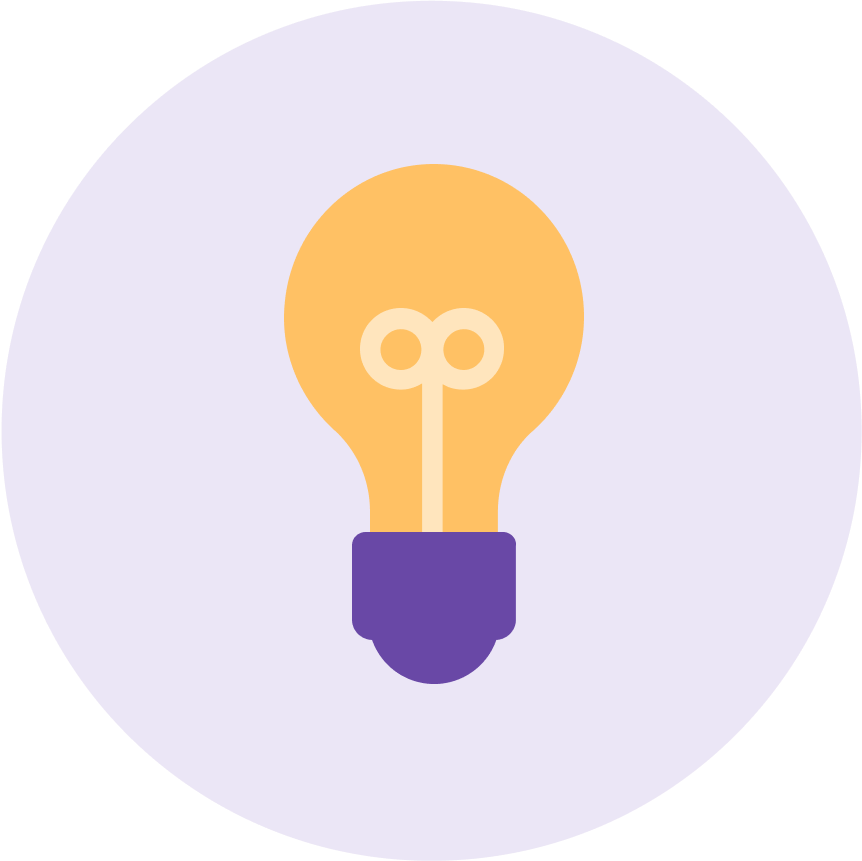 Royal purple lightbulb graphic