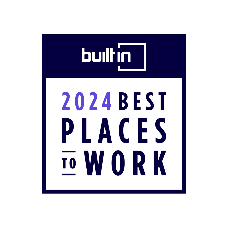 Built In 2024 best places to work logo with a white background